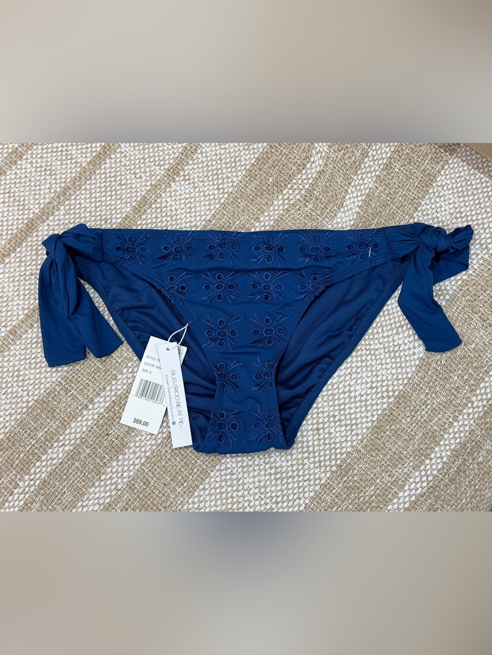 Bleu Rod Beattie Navy Eyelet Side-Tie Bikini Bottoms